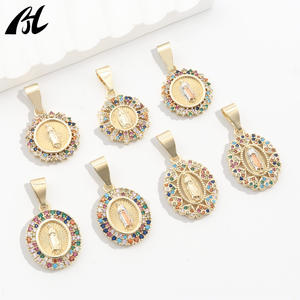 Liontin religius Eropa Amerika berlapis emas dengan tembaga bertatahkan mikro zirkon berwarna liontin perawan mode liontin & jimat - Product Image 1