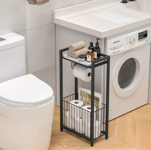 Porte-rouleau de papier toilette moderne en fer noir avec désodorisant et étagère de rangement pour hôtel et maison - Product Image 4