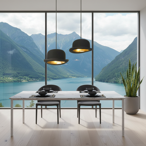 <span class=keywords><strong>Lustre</strong></span> suspendu LED moderne au design unique, style américain, en aluminium <span class=keywords><strong>noir</strong></span> mat, avec abat-jour en forme de <span class=keywords><strong>chapeau</strong></span>, pour la maison et les bars (vente en gros) - Product Image 5