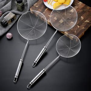 Stainless Steel Strainer Set Long Handle With <b>Hook</b> Multifunctional For Frying Noodle Hot Pot Large Size Anti Scalding - Product Image 1