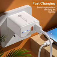 Chargeur portable Cantell 25W USB A + Type C avec LED, charge rapide, compatible avec tous les téléphones mobiles et ordinateurs portables, prise EU 3A