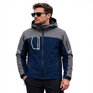 Chaqueta Deportiva Impermeable con Capucha para Hombre, Diseño Color Block, Cierre de Cremallera, Corte Regular, Estilo Otoñal para Actividades al Aire Libre - Product Image 1