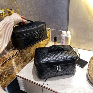 Caja de Cosméticos de Lujo con Diseño de Diamantes, Organizador de Maquillaje Portátil e Impermeable para Mujer, Bolsa de Aseo de Viaje, Estuche de Maquillaje de Cuero PU - Product Image 2