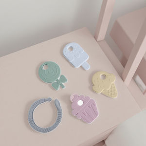 Perles d'<span class=keywords><strong>anneau</strong></span> de crème glacée en silicone de qualité alimentaire doux jouet de <span class=keywords><strong>dentition</strong></span> pour enfants à la mode avec breloques à mâcher cadeau pour bébé - Product Image 5
