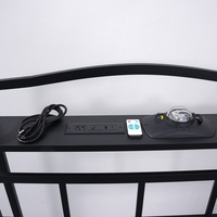 Neues Design Metallbettrahmen Eisenbettgestell Schmiedeeisernes Bett mit Ladeanschluss Stauraum am Kopfteil Quietschresistent
