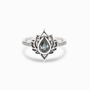 Anello in Rame Inciso su Misura: Design Vintage con Fiamma, Loto e Goccia d'Acqua con <span class=keywords><strong>Pietra</strong></span> Naturale per Donne - Product Image 6