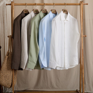 Camicie Casual da <span class=keywords><strong>Uomo</strong></span> <span class=keywords><strong>in</strong></span> 100% <span class=keywords><strong>Lino</strong></span> Stile Italiano, Alta Qualità e Lusso, Traspiranti, a Maniche Lunghe, Produzione per <span class=keywords><strong>Uomo</strong></span> - Product Image 2