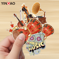 Autocollants découpés sur mesure en vinyle imperméable et durable, à thème instruments de musique de dessins animés, pour adolescents et fans de musique, pour décorer guitares, basses et batteries