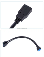 2 puertos USB 3,0 Cable adaptador de 20 pines tipo hembra placa base encabezado 3A carga rápida trenza TPE nuevo Cable de extensión de computadora
