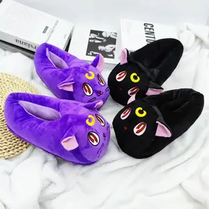 2024 Anime Winter Warm Sailor Moon Plüsch Hausschuhe Unisex Paare Cosplay Katze Hausschuhe Nette Indoor Home Gefüllte Schlafzimmer Schuhe