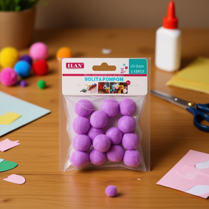 Palline Pompon ILAN 2,5 cm Viola 15 Pezzi per Decorazioni Artigianali - Product Image 3