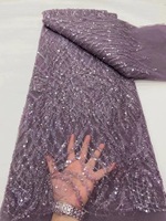 Tissu en dentelle à sequins brillants NI.AI, tissu en dentelle perlée pour robe de mariée, tissu en dentelle perlée pour robe