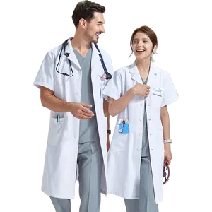 Erkekler Lab Coat Surgeon veteriner Lab Coat kimya cerrahi kalite Premium dayanıklı klinik çalışma erkek Slim Fit Lab Coat kadınlar