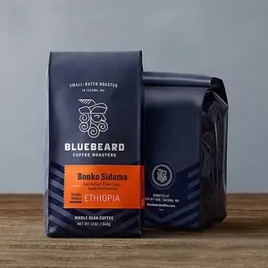 ATパック250gサイドガセットバッグリサイクル可能なマットブラックコーヒー包装コーヒーショップ用ブリキネクタイ付き