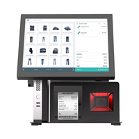 Sistema POS Compacto de 15.6 Pulgadas, Terminal POS con Impresora Integrada, Módulo de Escáner, Base de Aluminio, Compatible con Windows 10 y 11 para Tiendas