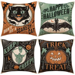 Halloween-themed Linen Knitted Cartoon <b>Throw</b> Pillows Scary Party Decorations <b>Chair</b> Cushions Living Room Sofas Pumpkin Hotel - Product Image 3