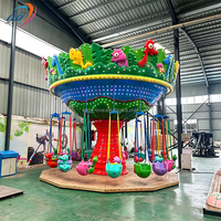 Manège Chaise Volante Dinosaure pour Enfants, Manège Rotatif avec Lumières LED pour Parc d'Attractions, Fête Foraine, Carnaval