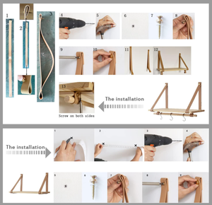 Ensemble de 2 étagères flottantes de style moderne pour la maison, étagères de présentation avec anneaux de suspension - Product Image 6