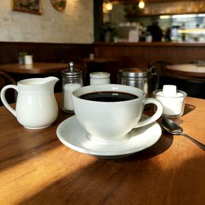 White Ceramic Coffee <b>Cup</b> <b>Set</b> With Saucer And Spoon Solid Color For Presents Chaozhou Origin - Product Image 1