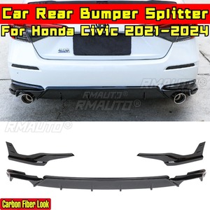 Civic Rear Bumper Lip Carbon Fiber Look MUGEN Style Bumper <b>Splitter</b> Body Kit for Honda Civic 11th Gen 2021-2024 Car Accessories - Product Image 1