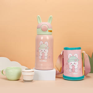 थर्मस स्ट्रॉ बोतल 316 स्टेनलेस स्टील प्यारा कार्टून खरगोश का पट्टा चाय बच्चों की केतली थोक पोर्टेबल पर्यावरण अनुकूल पीसी - Product Image 1