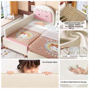 Cama de bebé tapizada individual con barrera de seguridad para niñas de <span class=keywords><strong>2</strong></span> años sobre la cama de bebé en la habitación de bebé - Product Image 3