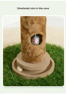 עץ חתולים מעץ סיסל, מודרני ומינימליסטי, עמוד גירוד אנכי וחוסך מקום, מתקן טיפוס לחתולים, צעצוע קרטון 90 ס\\\"מ - Product Image 6