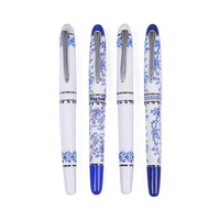 Stylo Cadeau Souvenir de Luxe Style Chinois Motifs Porcelaine Bleue et Blanche Stylo Signature Personnalisé Ensemble de Stylos Cadeaux en Porcelaine Qinghua