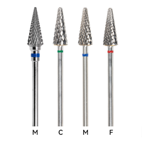 Chine usine OEM Logo vente en gros spirale flamme cuticule diamant foret à ongles forme conique foret à ongles coupe croisée