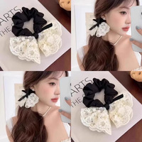 Edles Bowknot Haar gummi Double-Layer Lace Elastic Band Elegantes besticktes Retro-Design Sanftes Haars eil im koreanischen Stil für Kinder