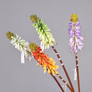 Fleurs artificielles de lys torche Meng Jie en soie pour arrangement floral, décoration de maison, mariage, extérieur, blanc, vert, orange - Product Image 1