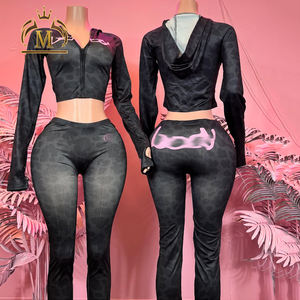 नए वसंत में महिलाओं के आउटफिट के लिए चीट की जैकेट लंबी पैंट 2 पीस सेट सेक्सी महिला तेंदुए दो टुकड़े - Product Image 2