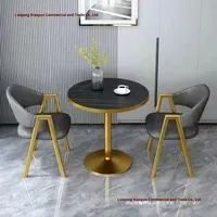 Ensemble table et chaises de salle à manger ronde moderne en bambou de luxe léger pour meubles de maison, petit balcon