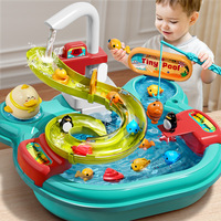 Mainan Wastafel Elektrik 2 in 1, Kolam Renang Mini, Dapur Mainan, Permainan Pura-pura Anak-anak, Mainan Pencuci Piring dengan Air Mengalir
