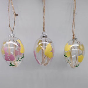 6 بيضة استر شفافة معلقة مع رسم وطلاء ، مجموعة من 3. 3 ديكورات داخل صندوق معبأ - Product Image 1