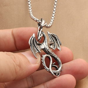 สร้อยคอจี้มังกรสแตนเลสผู้ชายพังก์เรโทรดีไซน์รูปสัตว์ 270444 - Product Image 3