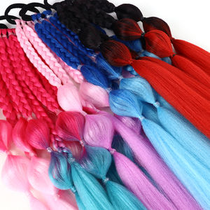24 Inch Ombre Rainbow Cute Elastic Hair Band Bubble <span class=keywords><strong>Box</strong></span> Braid Ponytail para Crianças Crazy Hair Day - Product Image 5