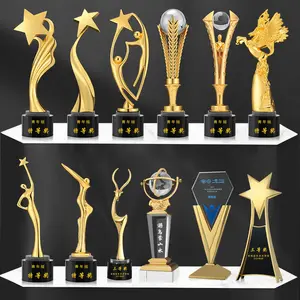 La coppa del trofeo sportivo in cristallo personalizzato produce medaglie e trofei in acrilico per il Bodybuilding di pallavolo in metallo