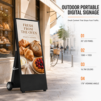 Affichage numérique portable double face pour extérieur, écran IPS 2000 nits, batterie 78 Ah, étanche IP65, affichage publicitaire mobile