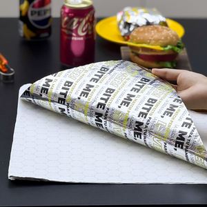 Burgers Safe Aluminum Foil Burger Wrapper Food Grade <b>Grease</b>-Resistant Takeaway Wrap Heat Preservation for Fast Food - Product Image 1
