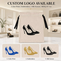 Sac de courses réutilisable en lin de haute qualité avec cordon de serrage, personnalisable avec logo imprimé, pochette de rangement en coton pour vêtements et chaussures, sac anti-poussière en coton