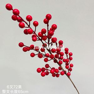 Decoraciones Navideñas de Espuma Plástica con Bayas Rojas Escarchadas Simuladas de Secret Garden, con 5 Ramas, para Decoración del Hogar y Bodas - Product Image 2