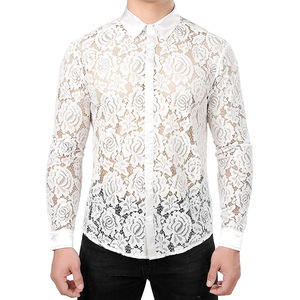 Robe Sexy en tulle à manches longues pour homme, tenue de soirée en dentelle florale, vêtement de Jazz - Product Image 4