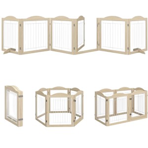 Wooden Pet Enclosure Solid Wood <b>Folding</b> Pet <b>Fence</b> Easy Assembled Rectangle For Small Medium <b>Dogs</b> - Product Image 5