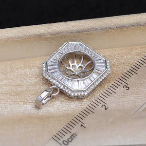 DIY S925 Argent 5715 Pendentif Bijoux Accessoire Vide Carré 11-11.5mm Support de perle Taille de perle Breloque DIY Support de perle pour bijoux - Product Image 3