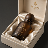 Flacon de parfum de haute qualité 100 ml, flacon de parfum en verre givré, flacon de parfum rond brun vide avec emballage en boîte