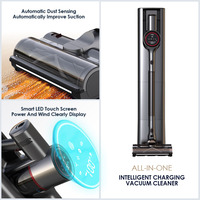 Aspirateur de moquette vertical à écran tactile LED automatique et silencieux pour la maison avec station de base