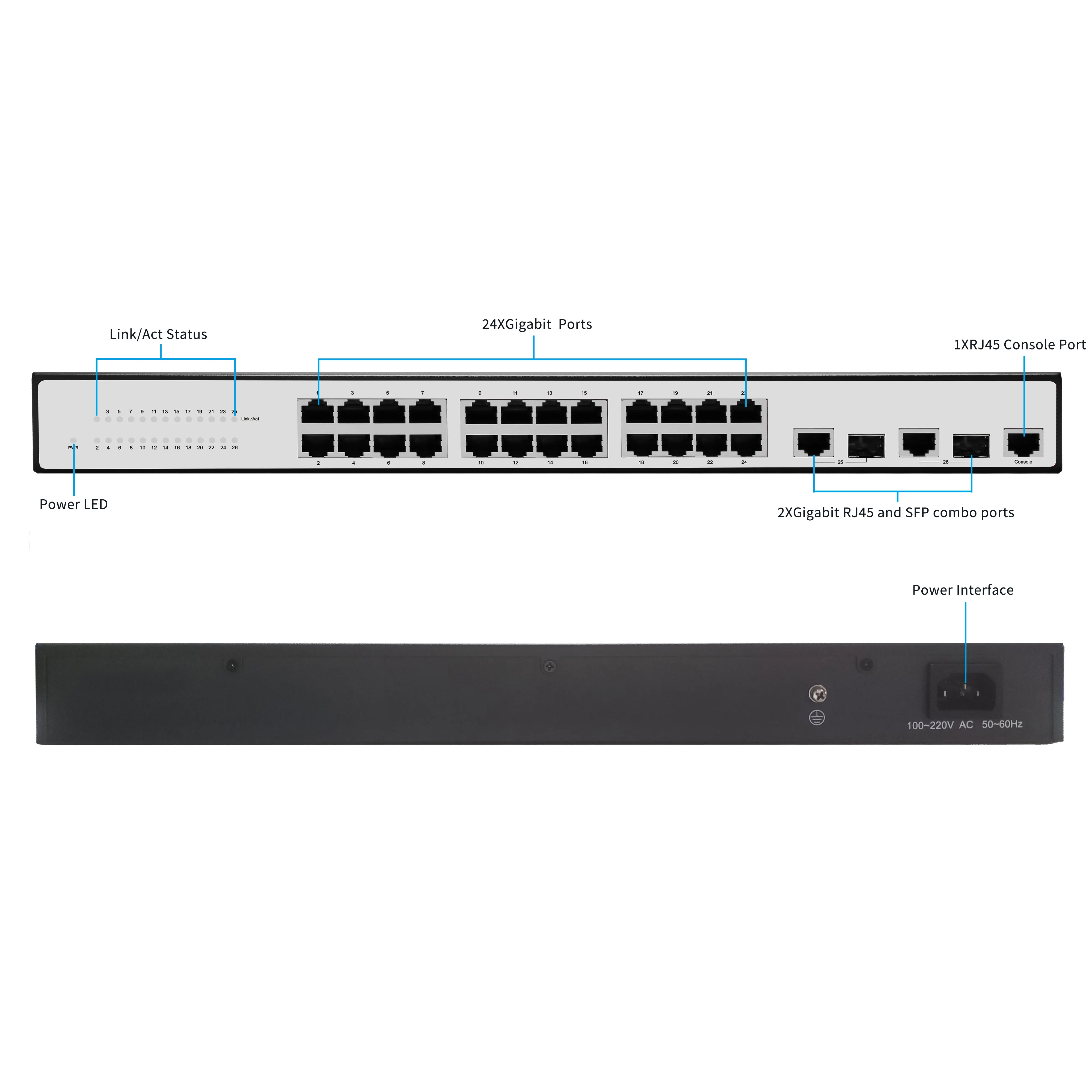 Interruptor de fibra Ethernet con 2 puertos, conmutador actory OM M/OM M 4 8 16 24 puertos 10/100M