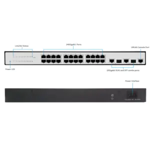 Fabriek Oem/Odm 4 8 16 24 Poort 10/100M Ethernet Fiber Switch Met 2 Sfp Poorten