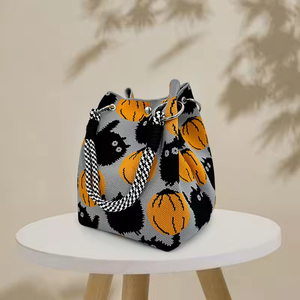 <span class=keywords><strong>Sac</strong></span> <span class=keywords><strong>à</strong></span> <span class=keywords><strong>main</strong></span> pour femme grande capacité, style décontracté, imprimé chat <span class=keywords><strong>noir</strong></span> et citrouille, design original et personnalisé, idéal pour Halloween - Vente chaude - Product Image 1